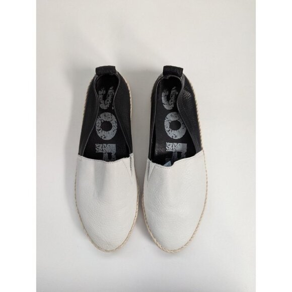 Sorel Ella Jute Leather Slip On Espadrilles Black And White Size 8.5 - Picture 1 of 6